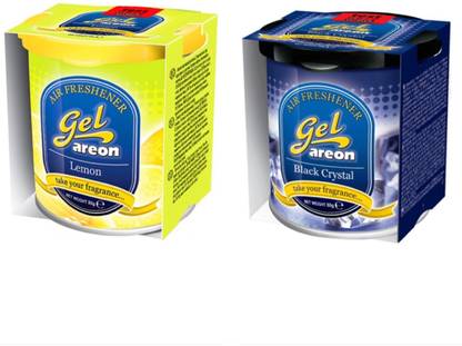 areon Lemon & Black Crystal Car Freshener Gel Lemon & Black Crystal Gel Can