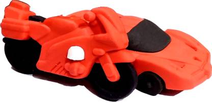 TECHNOCHITRA UNIQUE MOTAR BIKE AND CAR DESIGN ERASER PACK OF 2 -RED(SIZE OF BIKE 5*1*2 CM EACH) Eraser