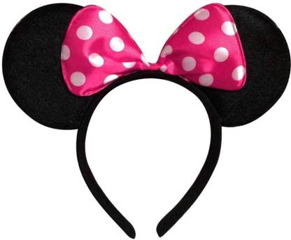 Partysanthe Minnie Mouse Ears Head Band Dotted Bow Headband Costume Accessory (Pink) Head Band