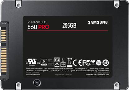 SAMSUNG 860 Pro 256 GB Laptop, Desktop Black SATA III Internal Solid State Drive (SSD) (MZ-76P256BW)