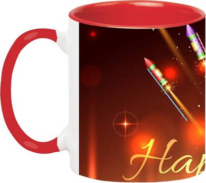 ARTBUG Happy Diwali -1990-Red Ceramic Coffee Mug