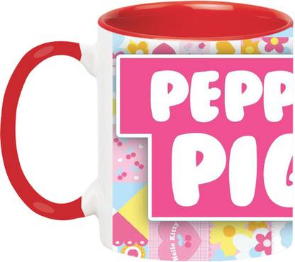 ARTBUG Peppa Pig Cartoon -2328-Red Ceramic Coffee Mug
