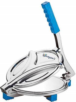 Kreyam's Stainless Steel Puri Press/Puri Machine/Chapati Press/Roti Maker/Papad Maker Machine (6.5 in) Roti and Khakra Maker