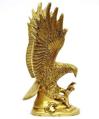 SUSAJJIT DECOR Eagle Flying Statue Made of Brass in Brass Finish Unique for Decor and Good Luck Decorative Showpiece  -  20 cm