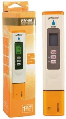 MCP hm Digital PH-80 PH Meter & Temperature Meter pH-80 pH Hydrotester Water Resistant + Automatic Digital Calibration + Storage Solution + Buffer Poweder Handheld Portable Pen Water Quality Tester For Measuring & Testing Applications Such As Hydroponics & Gardening, Pools & Spas, Aquariums & Reef Tanks, Water Ionizers, Drinking Water RO UV UF Mineral Water Purifiers Filter Service Digital Digital TDS Meter