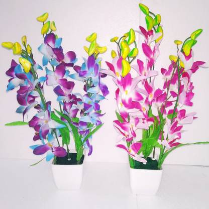 ART FLOW Blue, Purple Orchids Artificial Flower