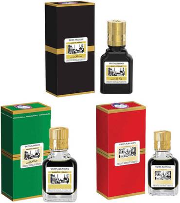 Swiss Arabian Jannat ul Firdaus 9ml Attar Black, Red & Green Combo Pack Floral Attar