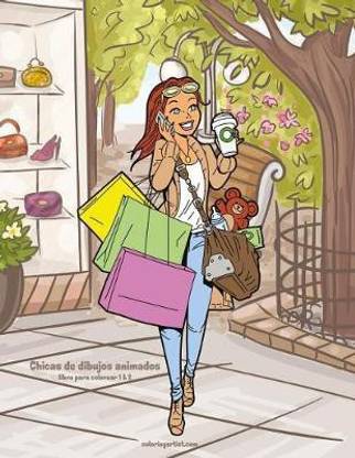 Chicas de dibujos animados libro para colorear 1 & 2