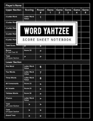 Word Yahtzee Score Sheet