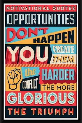 Green Panda�- Photo Frame with Quotes - Poster for Gifting Inspiration - Motivation Message - Create Opportunities Multicolour Digital Printing Framed Poster (8x12 inch) Paper Print