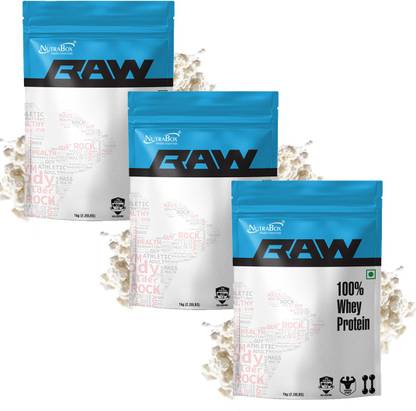 NUTRABOX 100% Pure Natural Unflavored Gym Supplement Powder For Men & Women 3 Kg Combo Raw Whey Protein