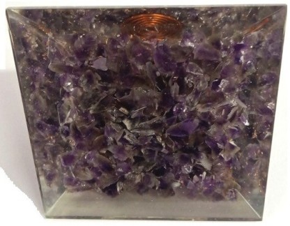 65-70Mm Purple Fluorite Orgonite Pyramid Reiki Spiritual Gemstone Emf Protection 