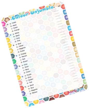 PartyStuff Color Theme Paper Games - Colour Jumble Set (12 Cards) Party & Fun Board Game