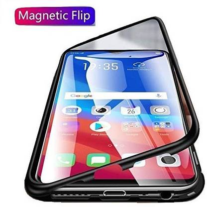 SLASH Back Cover for Samsung Galaxy A51 Magnetic Metal Frame Tempered Glass Hard Cover with Built-in Magnet Case