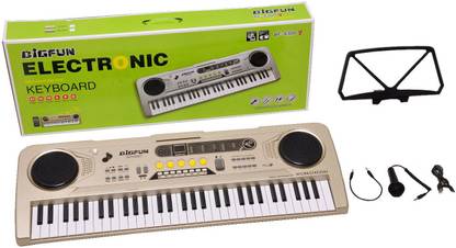 BIGFUN BF-830D 61 keys Bigfune Electronic Piano Keyboard with LED Display & Microphone (Golden) Analog Arranger Keyboard