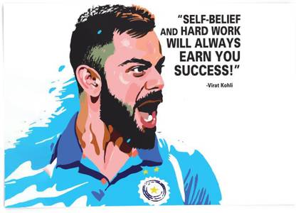 Virat Kohli Motivational Wall Posters Paper Print