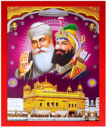 Art collection Guru Nanak Dev Ji with Govind Singh Golden Temple Framed Painting Photo Frames Religious Frame