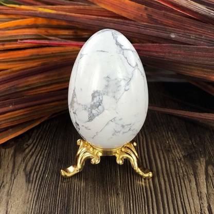 EXCEL Natural White Howlite Egg-Shaped Gemstone Decorative Showpiece  -  5 cm