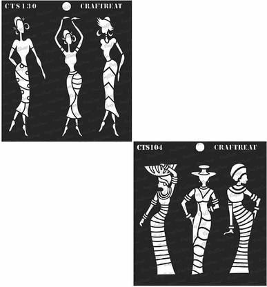 CrafTreat CTS104nCTS130 African Models & African Models 2 (Size : 6"x6") Stencil
