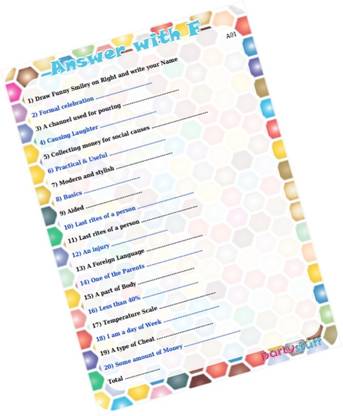 PartyStuff Naughty Theme Paper Games - Quiz with F Words (12 Cards) Word Games