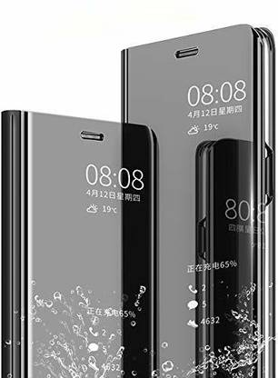 Rasmika Flip Cover for 1+6 Mirror Flip Back Case Cover [BLACK]