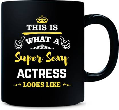 Gift Urself Sexy Actress- Black Ceramic Coffee - Birthday Anniversary Gift Present Idea With Love 325 ml Ceramic Coffee Mug