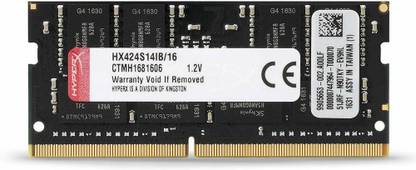 KINGSTON DDR4 2400Mhz 1.2V RAM DDR4 16 GB (Dual Channel) Laptop (Hyper x HX424S14IB/16 PC4-19200)