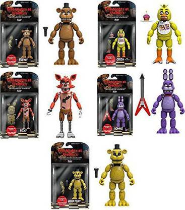 Funko Five Nights at Freddys 5 Freddy Chica Foxy Bonnie Gold Freddy Action Figures Set of 5