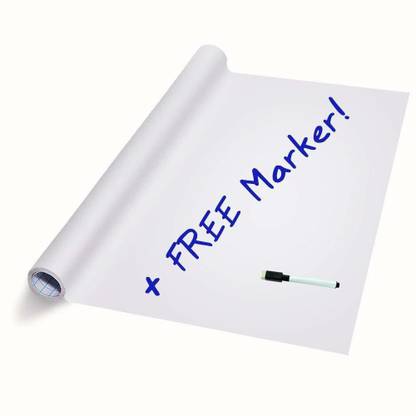 nivera Reusable Vinyl Adhesive Paper White Board Wall Sticker for Kids, Home, Office, School, Study Room, with Small Marker â White White board