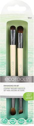 Eco Tools Eye Enhancing Duo Brush Set, Define, Blend, & Smudge Eyeshadow & Liner (Pack of 2)