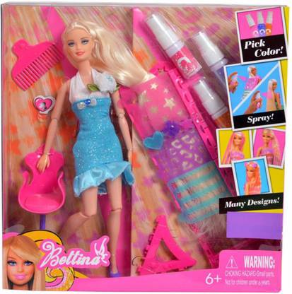 Viha Doll Bettina Hair Color & Design Salon Set with Accessories Toy Set for Small Girls (Multicolor)
