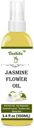 Vadhika Jasmine Oil (Chameli) - 100% Pure Undiluted - Therapeutic Grade - Premium Quality - Best For Aromatherapy, Deep Sleep, Stretch Marks and All Skins (100 ml)-Pack of-1-Bottles-(100ml) Hair Oil-(100ml) Hair Oil