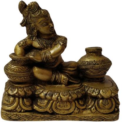 Bhunes Brass Krishna Idols |Brass Krishna Statue For Pooja | Murti | Statues | Lord Krishna Statue | Lord Krishna Murti | Office | Lord | Sri Krishna | Gopal Krishna Statue Decorative Showpiece  -  13 cm