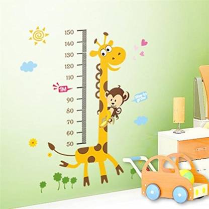 GOLDEN CART 180 cm Wall Sticker Height Chart Monkey Climbing Giraffe for Kids Room Reusable Sticker