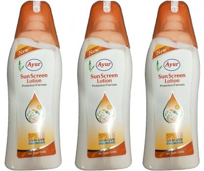 Ayur Sunscreen - SPF 30 PA+ Sun Screen Lotion 100 ML(Pack of 3)