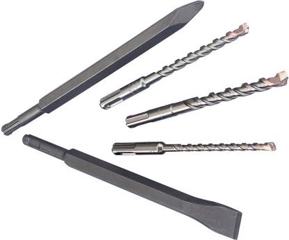 Inditrust NA 5pc hammer bit set of hammer drills and chisels size 6x100, 8x100, 10x100, 2 chipping chisels . ()