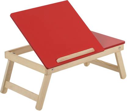 MDN Premium Quality Foldable Multipurpose Laptop/Study/Bed Table (Red) with Side Mini Table for Mouse Wood Portable Laptop Table