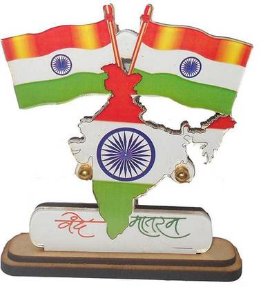TROST flag with map and vande matram written on it Square Car Dashboard Flag