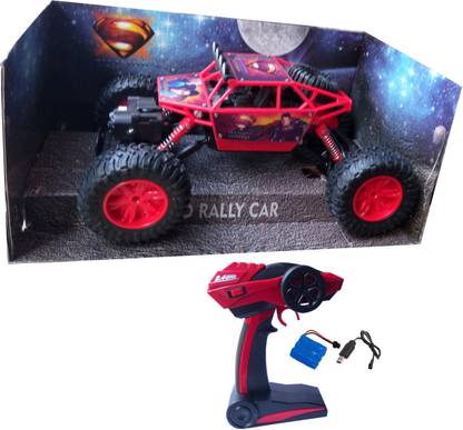 IndusBay Remote Controlled Rock Through Crawler 1:18 Scale 4Wd Monster truck - Off Roader Racer Rally Car Red (SuperMan Theme)