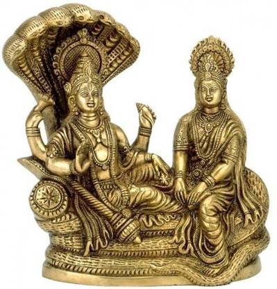 pteteya Asthdhatu Lakshmi Narayan Idol | Lord Vishnu Laxmi Brass Pital Murti | Mandir Temple, Showpiece, Statue, Diwali Puja, Birthday Gifts, Office Table Decorative Showpiece  -  8 cm