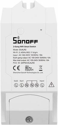 Sonoff DIY 2-Gang Smart WiFi Switch Dual- Compatible with Assistant, IFTTT, Android, iOS (White)