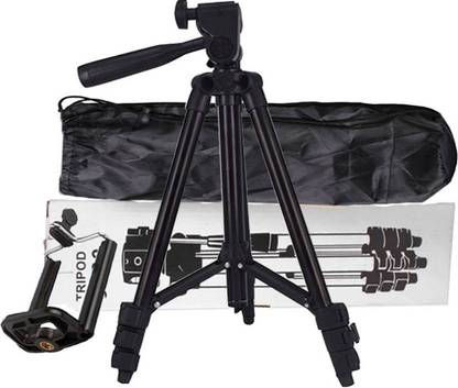 Zeom ™ Perfect  Good Quality 3120 Tripod Stand with 3D Head & Quick Release Plate Universal Tripod Portable & Fordable Camera with Mobile Clip Holder Bracket for All Smartphones Tripod  (Black, Supports Up to 1500 g) Tripod