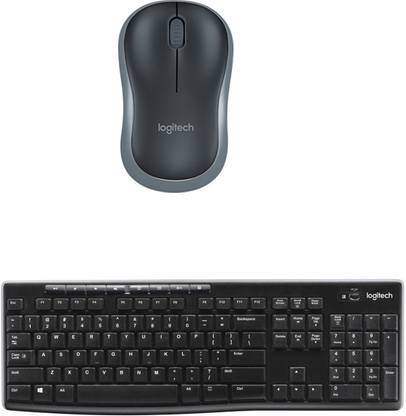 Logitech Multimedia Keyboard (English)-MK270R-Black-Wireless Mouse-M185_Black Combo Set