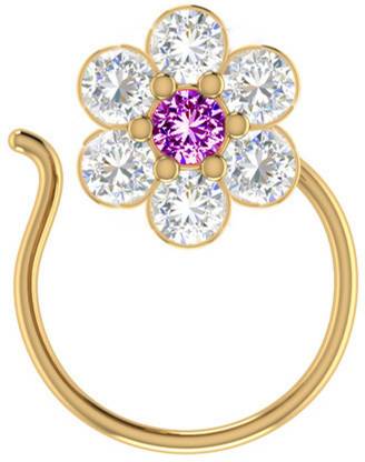 SHREEVARAM Cubic Zirconia Gold-plated Plated Brass Nose Ring