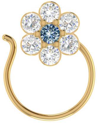 SHREEVARAM Cubic Zirconia Gold-plated Plated Brass Nose Ring