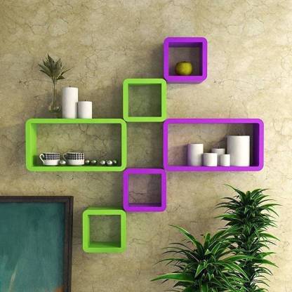 HUZAIN HANDICRAFT Cube Wall Shelf | Rectangular Wall Shelf| Wooden Wall Shelf