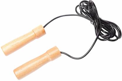 QUIT-X ™ Skipping Jump Rope with Spring Joint and Wooden Handle Grip Speed Skipping Rope