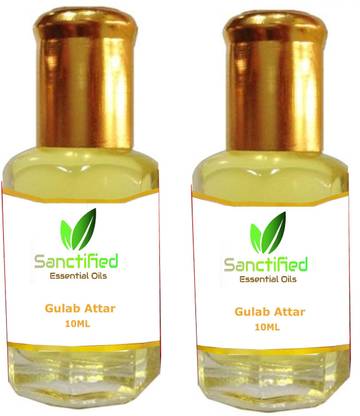 Sanctified Gulab Attar Perfume 10ML 100% pure natural, Non alcoholic perfume for unisex (pack of 2) Herbal Attar