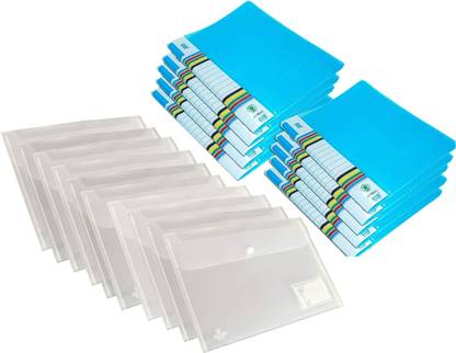 GREATDIO Polypropylene A4 Waterproof Document File Bag,Transparent Envelope Holder Storage Case,Clear Plastic Container for Papers,Stationery - 10 Pack/10 Pcs A4 Size Presentation Transparent Report File (Total 20 Pcs Combo)