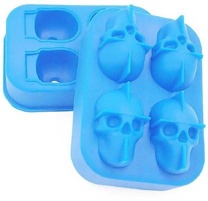 Connectwide 3D Skull Ice Cube Tray Mould Blue Silicone Ice Cube Tray